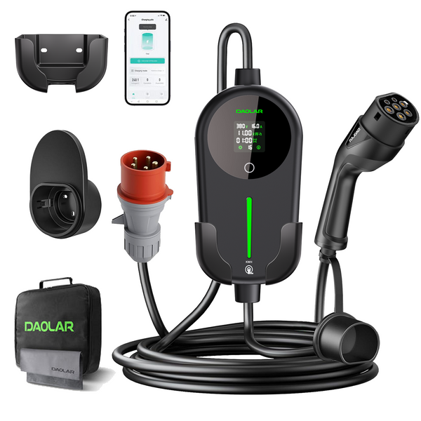 Daolar Intelligent Wallbox 11KW Chargeur Voiture electrique avec APP & Limitation de capacité (kWh), Protection AC + DC Type B