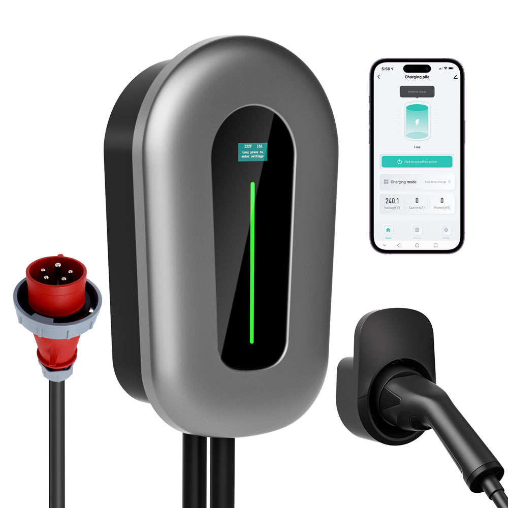 Station De Charge Domestique 22 KW Pour Voiture électrique - 7 KW/22 KW - IP65 - Application Smartphone - Prise Type 2 - Câble 5 M - 4
