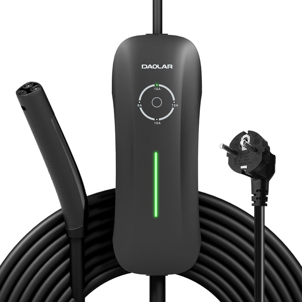 Daolar tesla ev charger 3.5kw 16a portable electric car charger for tesla models x/y/3/s with schuko plug, adjustable current