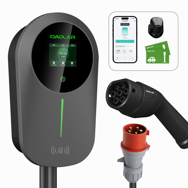 Daolar 11KW Wallbox Borne recharge de Voiture électrique avec APP, Triphasé 16A Intelligent EV Chargeur avec RFID & Protection AC + DC