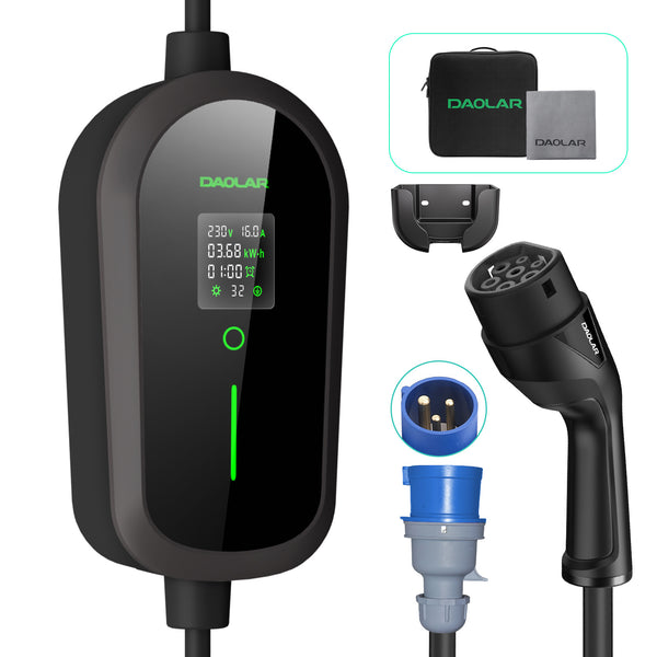 Daolar Cable Recharge pour Véhicule Électrique 7kW 32A Monophasé IP65 Station de Charge Type 2 IEC 62196-2 - EV Chargeur