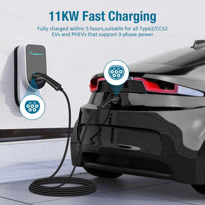 Câble de recharge voiture électrique 11KW type 2 20A Type 2 => Livraison 3h  gratuite* @ Click & Collect magasin Paris République