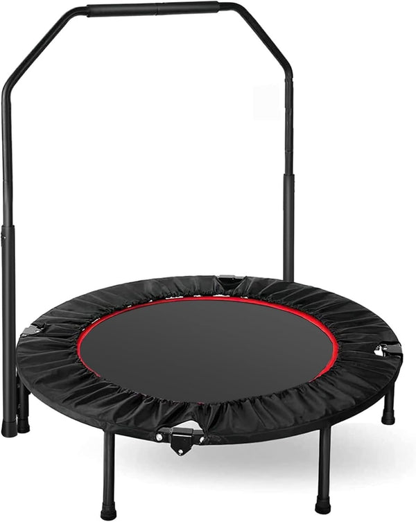 Daolar Innendørs Trampoline, Diameter 101 cm, Sammenleggbar Fitness Trampoline, Trampoline for Jumping Fitness, Lastekapasitet 150 kg, Justerbar rekkverkshøyde, Utholdenhetstrening